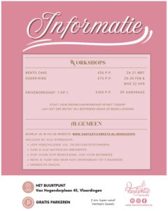 taart cake bestellen rotterdam cupcakes ouder kind workshop bento kinderworkshop sweets taartenworkshop