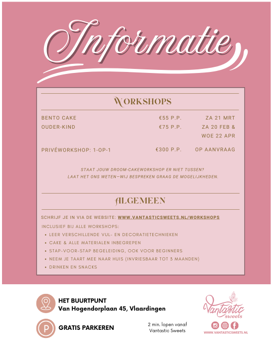 taart cake bestellen rotterdam cupcakes ouder kind workshop bento kinderworkshop sweets taartenworkshop