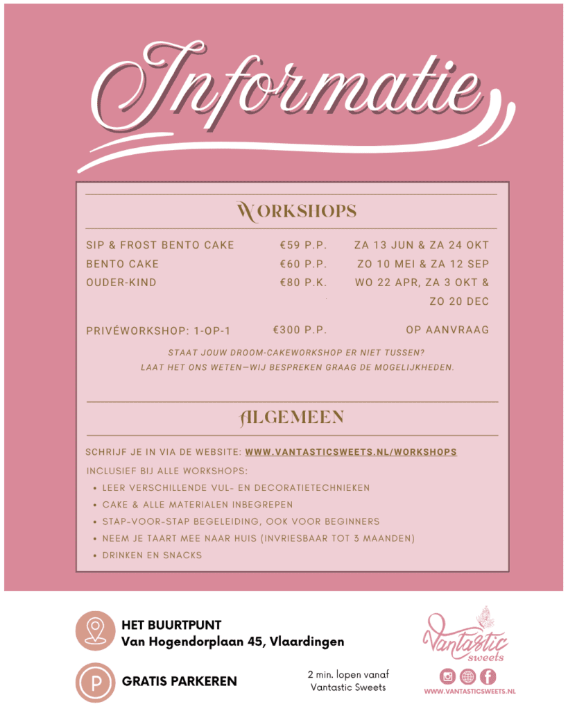 taart cake bestellen rotterdam cupcakes ouder kind workshop bento kinderworkshop sweets taartenworkshop